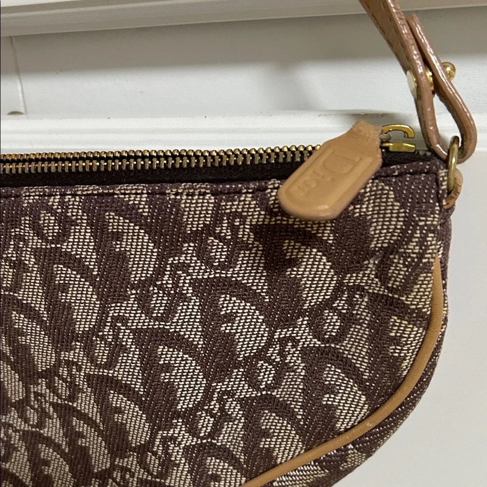Vintage Like New Christian Dior Trotter Brown and Tan Saddle Bag